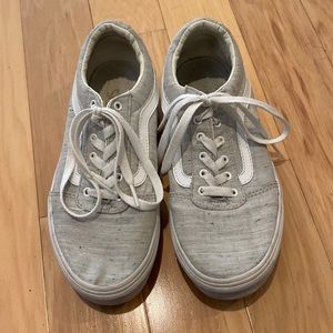Vans, gray/pastel flecks, big girls Sz 4. Used but still adorbs lotsa wear left